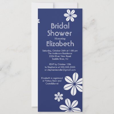 Mod Flowers Bridal Shower Invitation Navy Blue