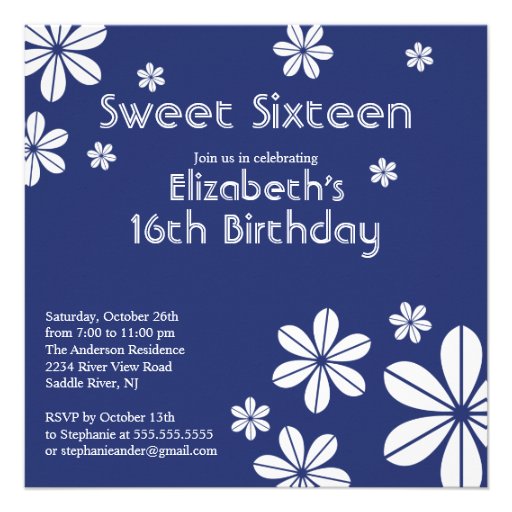 Mod Flowers Sweet Sixteen Birthday Invitation