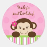 Mod Girl Monkey Cupcake Toppers Stickers