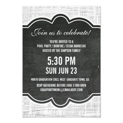 Mod Gray Chalkboard Photo Grad Party Custom Announcements