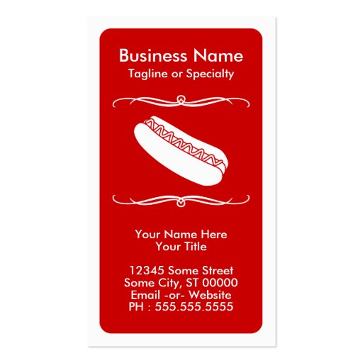mod hot dog loyalty card business card templates (front side)