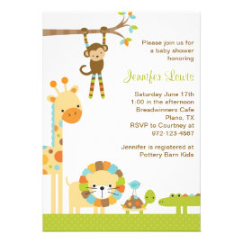 Mod Jungle Safari Baby Shower Invitation Personalized Invite