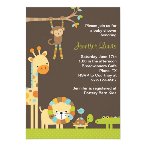 Mod Jungle Safari Baby Shower Invitation (front side)