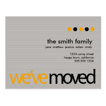 Mod  - Just Moved Striped Announcement Postcards