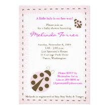 Mod Ladybug 5x7 Pink Baby Shower Invitation