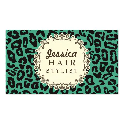 Mod Leopard Print Hair Stylist Appointment Cards Business Card (front side)