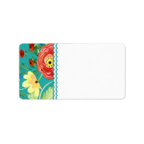 Mod Modern Floral Ranunculus Leaf Rose Bracket Personalized Address Label