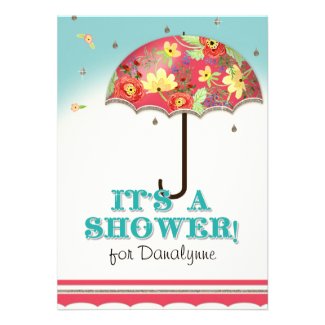 Mod Modern Floral Ranunculus Umbrella Baby Shower Invite