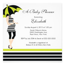 Mod Mom Baby Girl Shower Trendy Black & Lime Invite