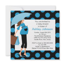 Mod Mom Blue Boy Baby Shower Personalized Announcements
