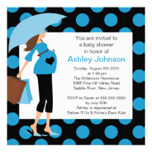 Mod Mom Blue Boy Baby Shower Personalized Announcements
