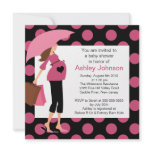 Mod Mom Pink Girl Baby Shower Announcement