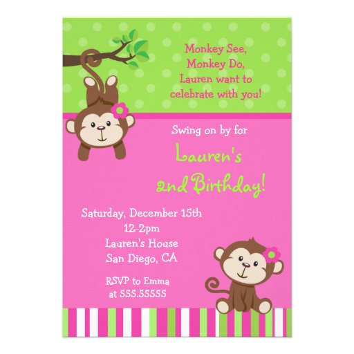 Mod Monkey Birthday Invitations