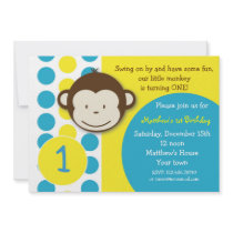 Mod Monkey Birthday Party Invitations Boy