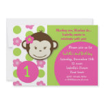 Mod Monkey Girl BIrthday Party Invitations