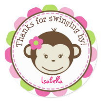 Mod Monkey girl Favor stickers Labels Seals