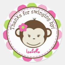 Mod Monkey girl Favor stickers Labels Seals