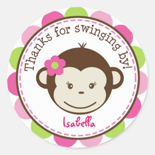 Mod Monkey girl Favor stickers Labels Seals