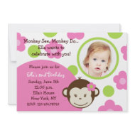 Mod Monkey Girl Photo Invitations invitation