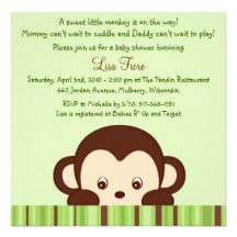 Mod Monkey Jungle Baby Shower Invitations