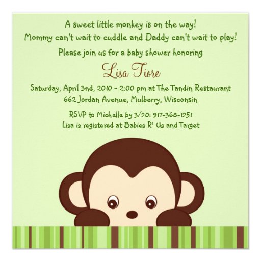 Mod Monkey Jungle Baby Shower Invitations from Zazzle.com