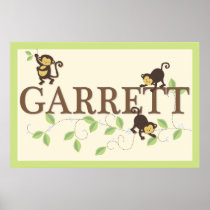 Mod Monkey Personalized Custom Baby Name Poster