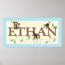 Mod Monkey Personalized Custom Baby Name Poster