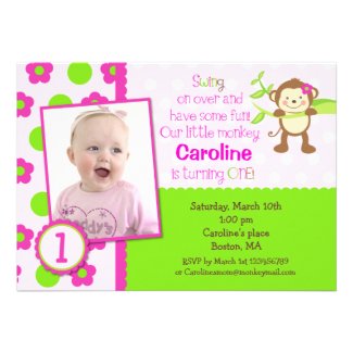 Mod Monkey Photo Birthday Invitations