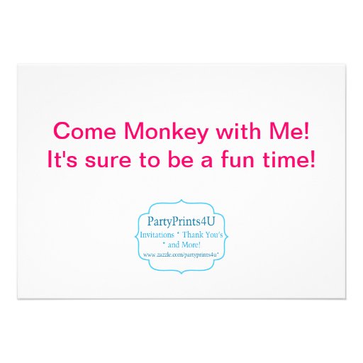 Mod Monkey Pink Polka Dots Birthday Party Invite