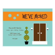 Mod Moving Announcment Postcard