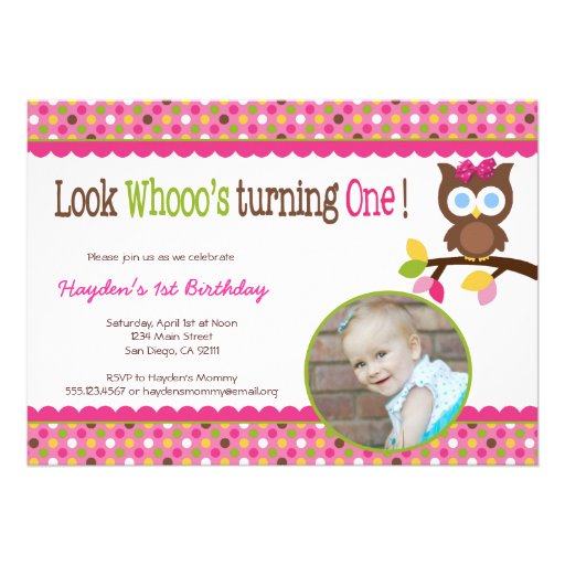 Mod Owl 1st Birthday Invitation - First Party