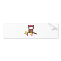 Mod Owl Design Birthday Party Invitation Favors Bumper Sticker