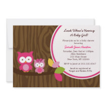 Mod Owl Girl Baby Shower Invitations