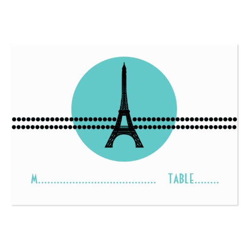 Mod Parisian Dots Place Card, Aqua Business Card Template