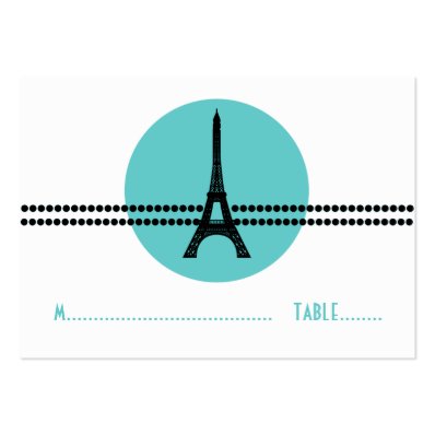 Mod Parisian Dots Place Card, Aqua Large Business Card