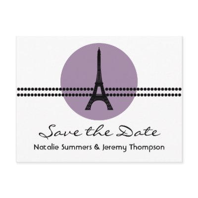 Mod Parisian Dots Save the Date Postcard, Purple