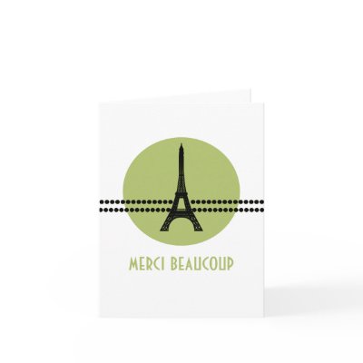 Mod Parisian Dots Thank You Card, Green