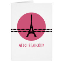 Mod Parisian Dots Thank You Card, Pink