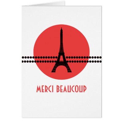 Mod Parisian Dots Thank You Card, Red