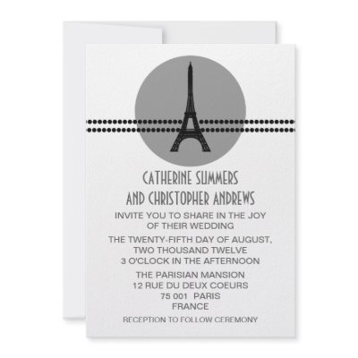Mod Parisian Dots Wedding Invite, Gray