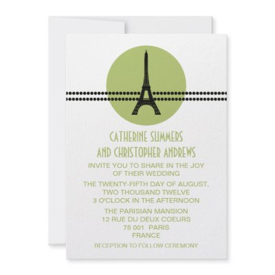 Mod Parisian Dots Wedding Invite, Green