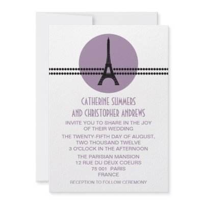 Mod Parisian Dots Wedding Invite, Purple
