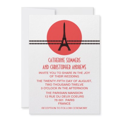 Mod Parisian Dots Wedding Invite, Red