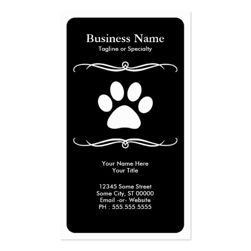 mod pet paw business card (front side)