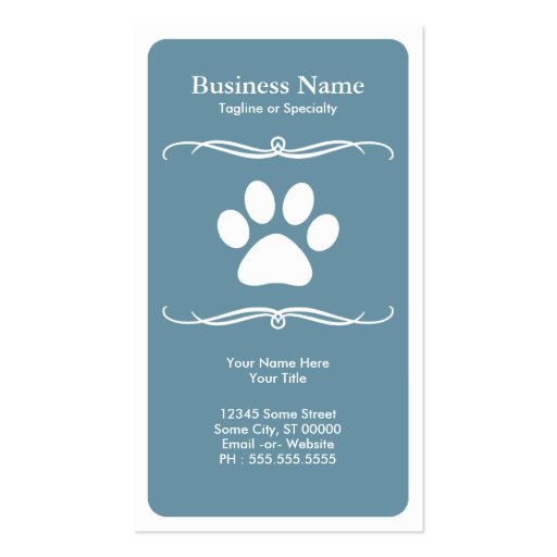 mod pet paw business card (front side)