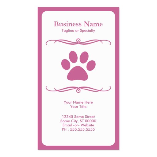 mod pet paw business cards (front side)