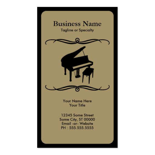 mod piano business card templates (front side)