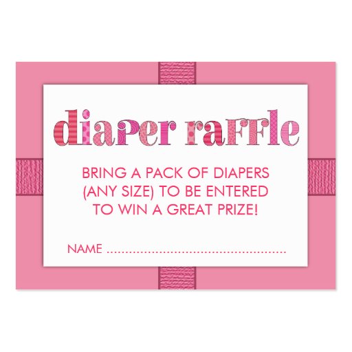 Mod Pink Baby Shower Diaper Raffle Ticket Insert Business Cards