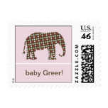 Mod Pink Elephant Postage Stamp