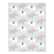 Mod Pink Grey Elephant Baby Scrapbook Paper Customized Letterhead